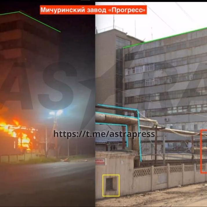 У Тамбовській області палає завод «Прогрес», що виготовляє деталі для російських ракет